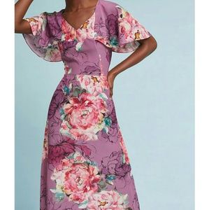 NEW Anthropologie Kachel Galena Silk Floral Dress